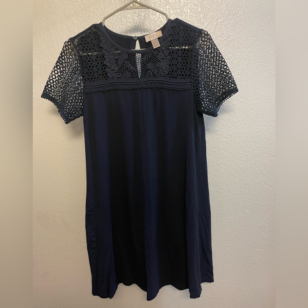 Loft EUC navy blue shirt dress